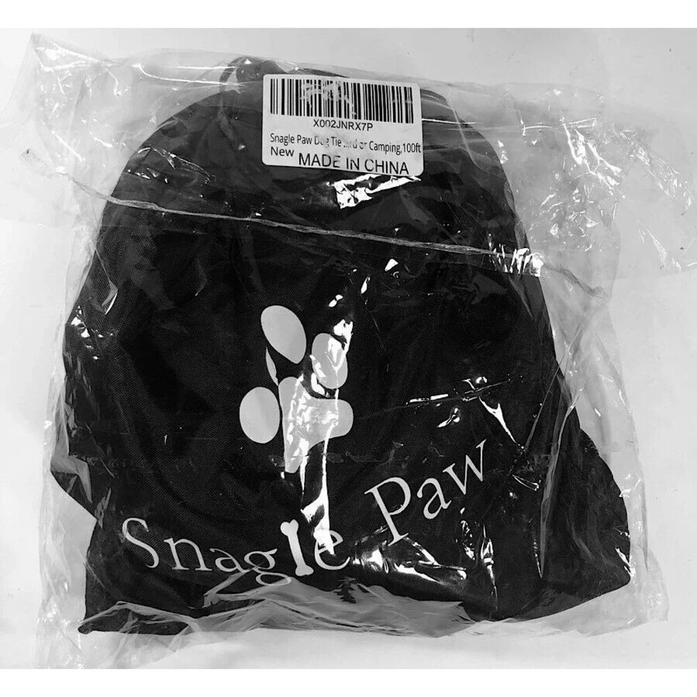 Snagle Paw Dog tie Yard or Camping -100 foot Tie-Down Cable w/hardware New inPk